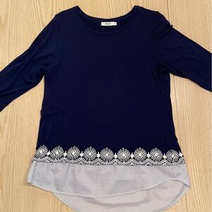 Ricki's Blue Top with Elegant Lace Detail